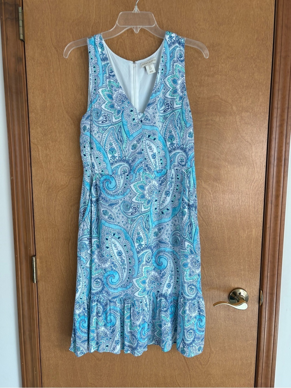 Cynthia Rowley Sleeveless Dress Blue Paisley Size 8